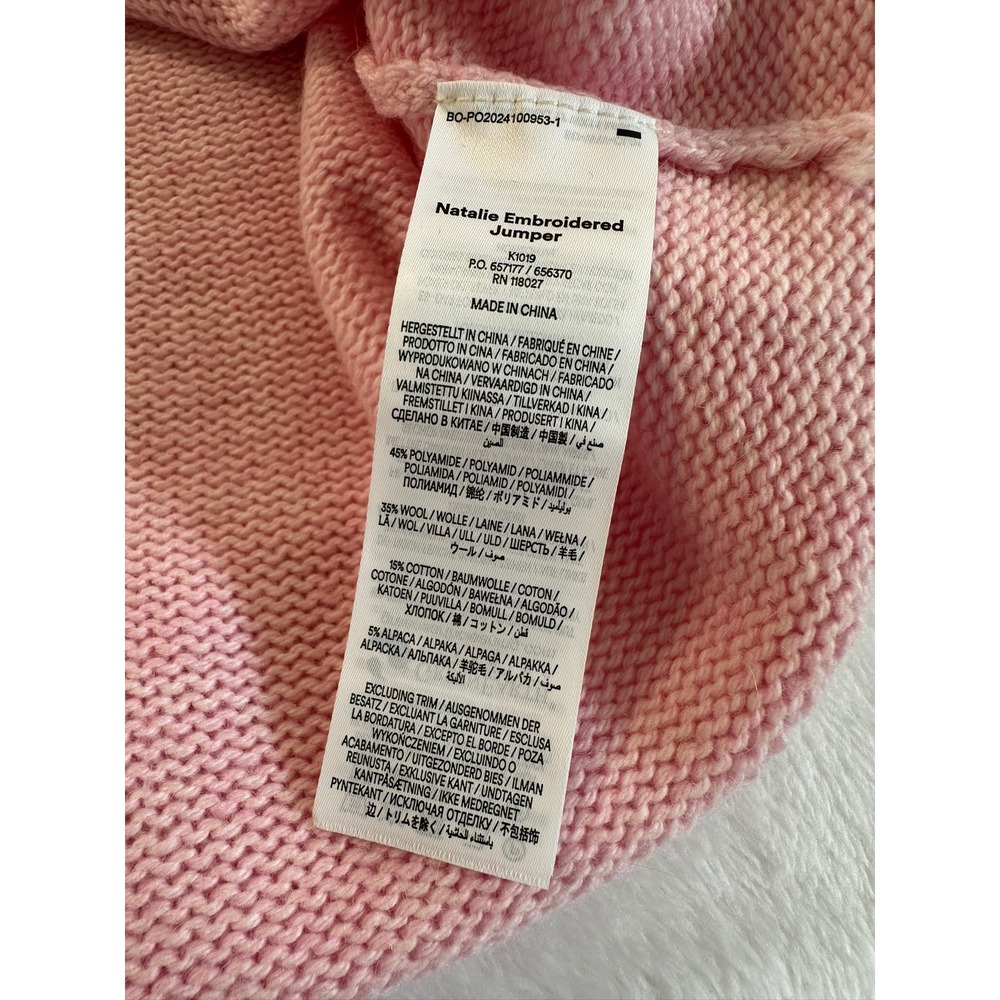 Boden Natalie Embroidered Jumper Women XL Pink Excellent Ice Cream Wool Blend - Picture 6 of 7